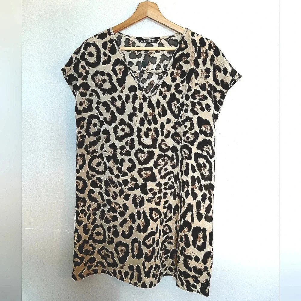 💚5/$25 Animal Print Beach Pool Swim Cover Up Dress Size Small